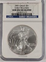 GRADED 2007 AMERICAN SILVER DOLLAR