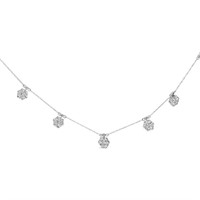 10K White Gold Diamond Cluster Necklace
