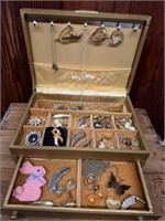 Vintage Costume Jewelry Box with Jewelry