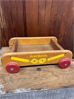 Vintage Playskool Wood Wagon Pull Cart