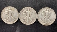 1946-PDS Silver Walking Liberty Half Dollars (3