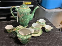 Hand Painted Oriental Ceramic Tea Set 9 Pcs
