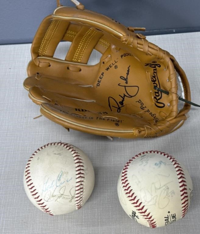 Signed Glove and Baseballs