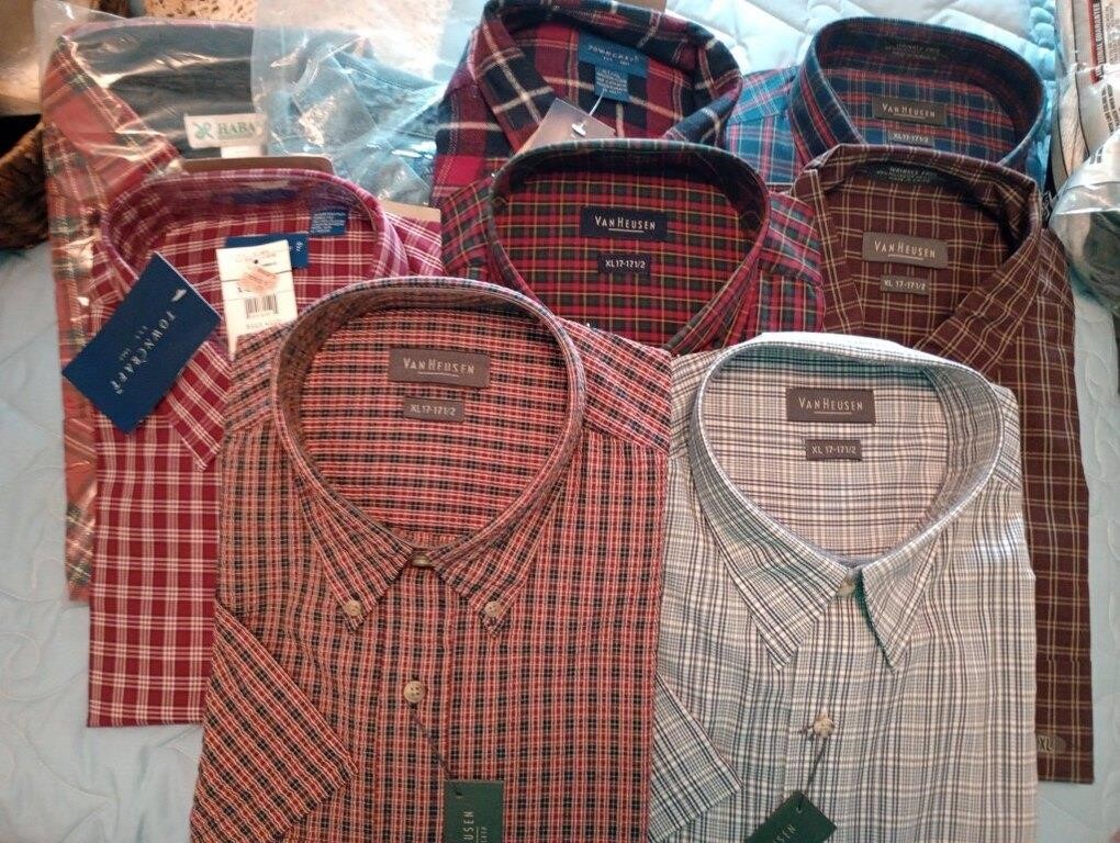 Lot 9 new XL 17-17 1/2 men's shirts, mostly long
