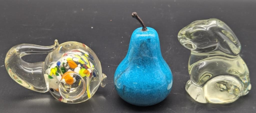 (Z) Paperweights including elephant, pear, and