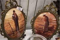 SET OF 2 VINTAGE CURVED GLASS ART