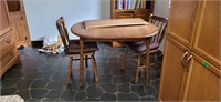 Wood table with 2 leafs and 2 chairs 47"L 36"w