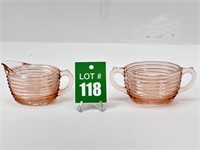 Two Piece Set Pink Manhattan Depression Glass