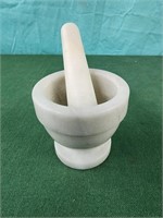 White and Gray Marble Mortar and Pestel Set