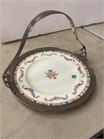 Minton porcelain plate with sterling silver