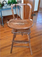 Vintage wooden high chair. Needs a good cleaning