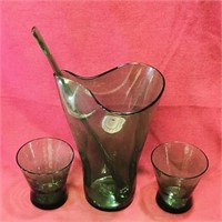 Green Glass Mixer & Glasses Set