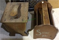 2 vintage shoe shine boxes, with a brush, (1058)