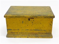 Miniature blanket box, pine, old chrome yellow