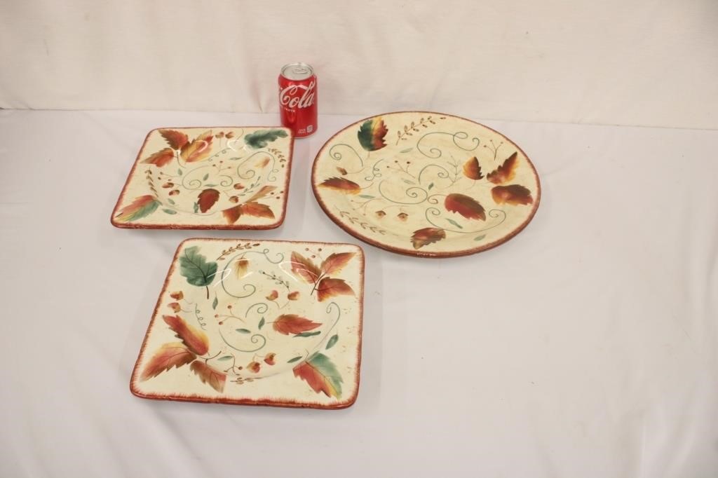 14" Round Platter & Two 10" Square Plates