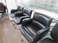 3 LEATHER BUCKET CHAIRS