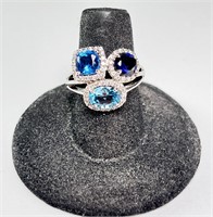 Sterling London Blue/Topaz/Sapphire Ring 4 Gr