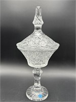 EXTRA LARGE CUT GLASS PEDESTAL CANDY DISH
