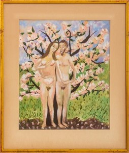 Rifka Angel "Adam and Eve..." Gouache on Paper