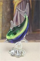 Art Glass Dolphin Signed Veni