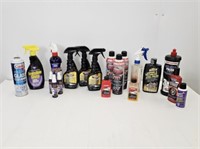 ASSORTED CAR CLEANERS & FLUIDS - 1/2 TO FULL