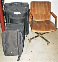 Retro Rolling Chair & Luggage Lot