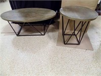 1 Oval 1 Round Table w/metal base