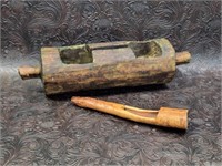 Antique African Slit Log Drum & Carved Ivory