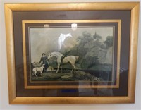 White horse with dog framed picture