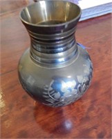 Brass vase with leaf design