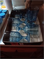 Blue glass stemware