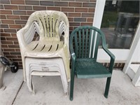Plastic Outdoor Chairs
 - 1 Green & 
6 White
