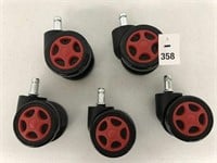 SET OF FIVE CASTERS FOR OFFICE CHAIRS AND WORK