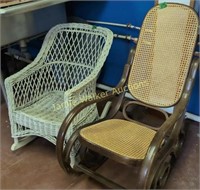 Wicker Rocking Chair, Bentwood Thonet Style