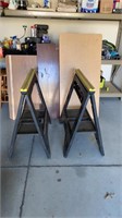 2 Folding Saw Horses & 3 Boards to Use on them