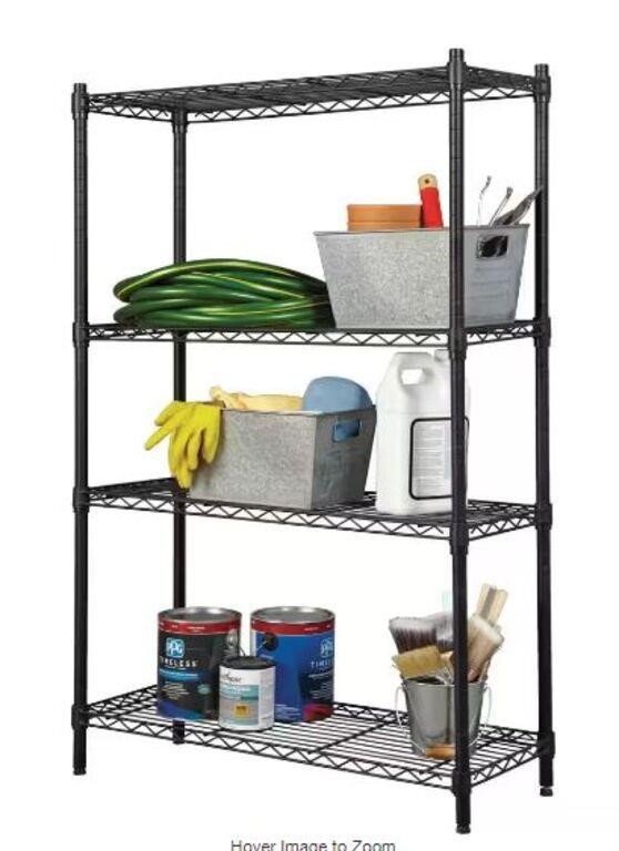 $59.98 4-Tier Steel Wire Shelving Unit in Black.