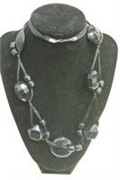 Black Acrylic & Ribbon Contemporary Necklace