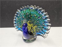 8" Wide Beautiful Glass Peacock