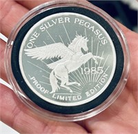 1985 PROOF 1 oz Silver Pegasus Limited Edition