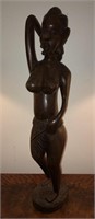 Carved Hardwood Sculpture of  Nude Tribal Woman