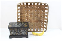 Tobacco Basket & Signed Folk Art Painted Box