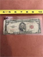 1953C red seal five dollar bill
