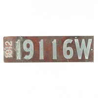 Wisconsin 1912 License Plate