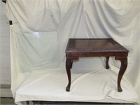 Parlour/End Table with Carved Top & Glass Sheet
