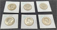 (6) 1964 Kennedy Half Dollars