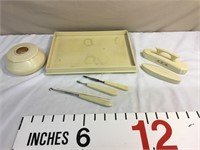 8 Piece Celluloid Dresser Set parts