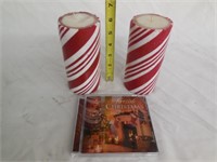 Fireside Christmas Music CD & Candy Cane Candles