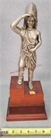 Heavy Pewter Indian Statue 16" Tall
