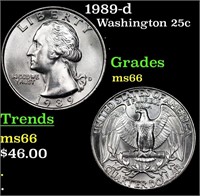 1989-d Washington Quarter 25c Grades GEM+ Unc