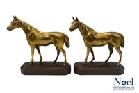 2 Solid Brass Horse Statues